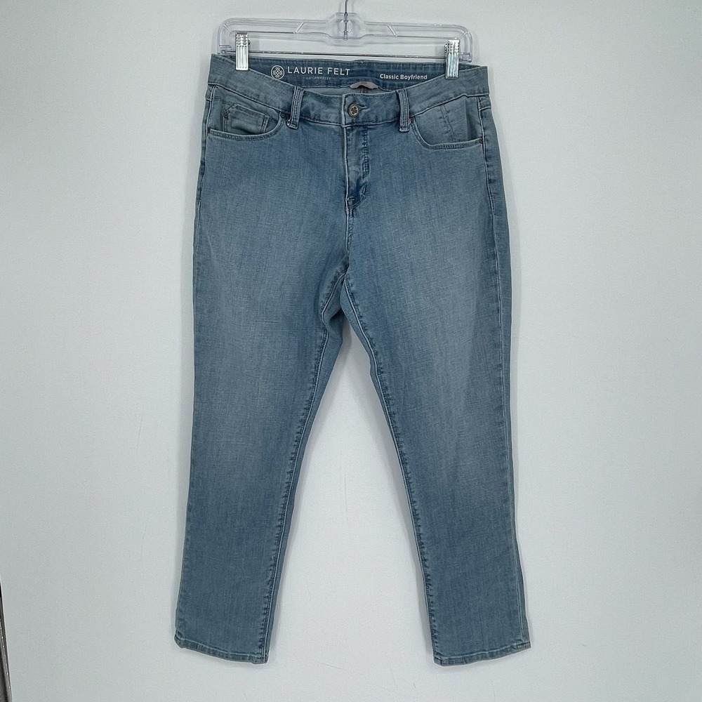 Laurie Felt Women's Blue Classic Boyfriend Stretch Denim Jeans Size 8P Petite